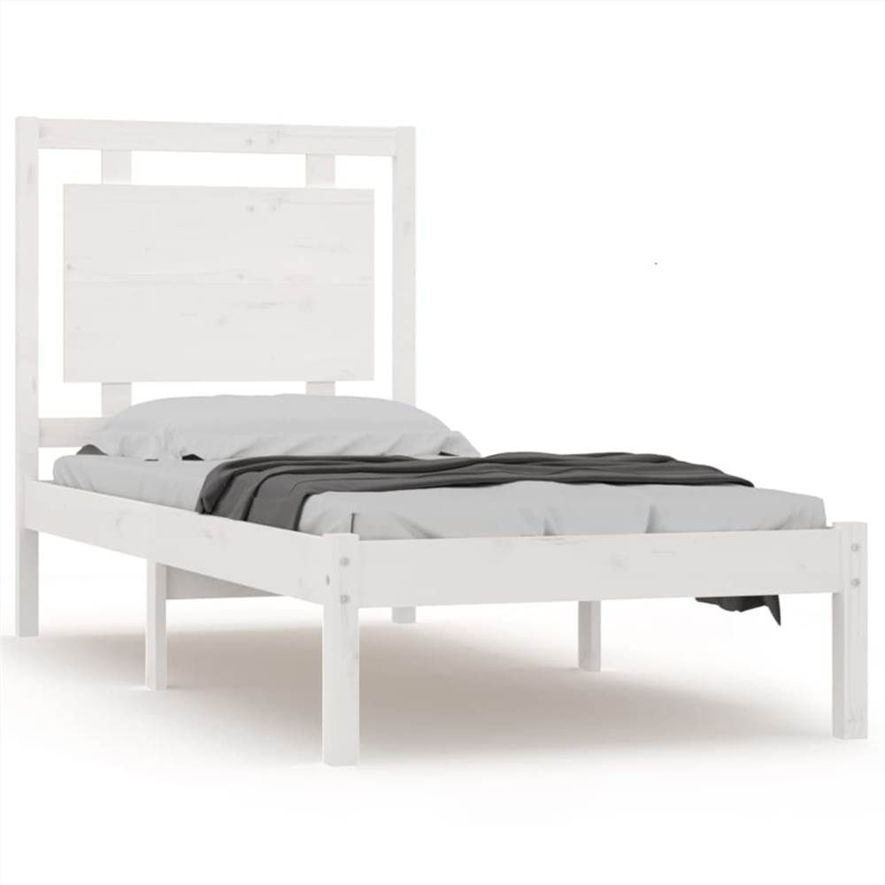 Bed Frame White Solid Wood 90x200 cm