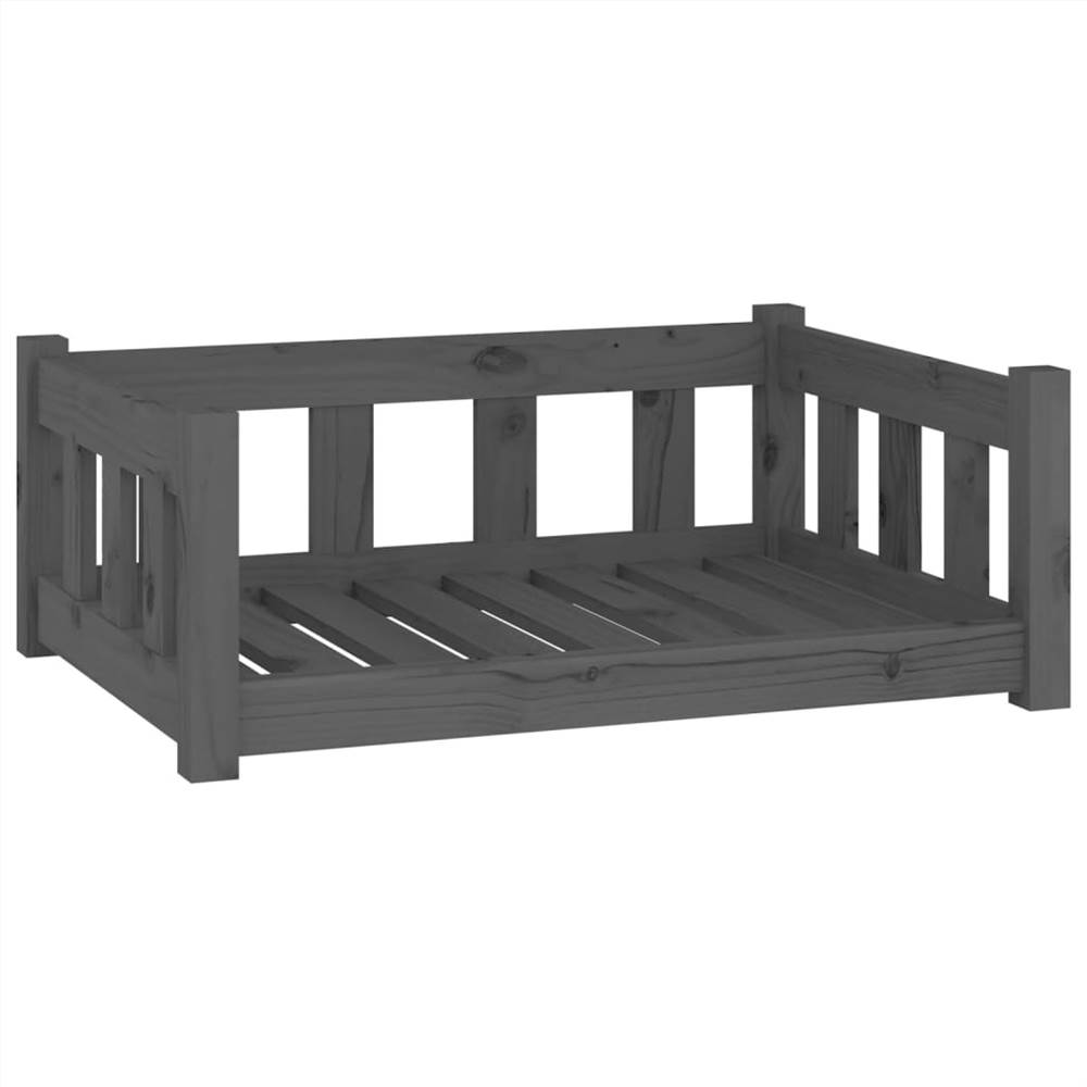 Dog Bed Grey 75.5x55.5x28 cm Solid Wood Pine