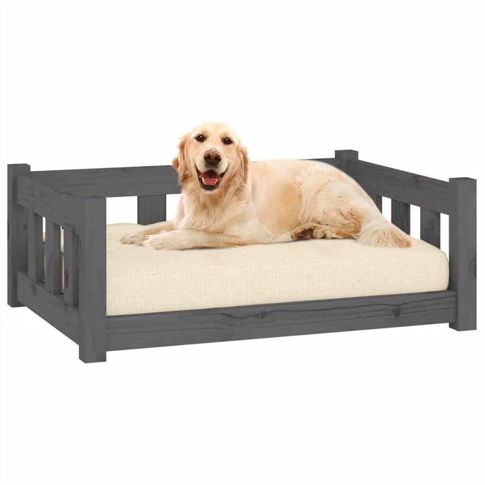 Dog Bed Grey 75.5x55.5x28 cm Solid Wood Pine