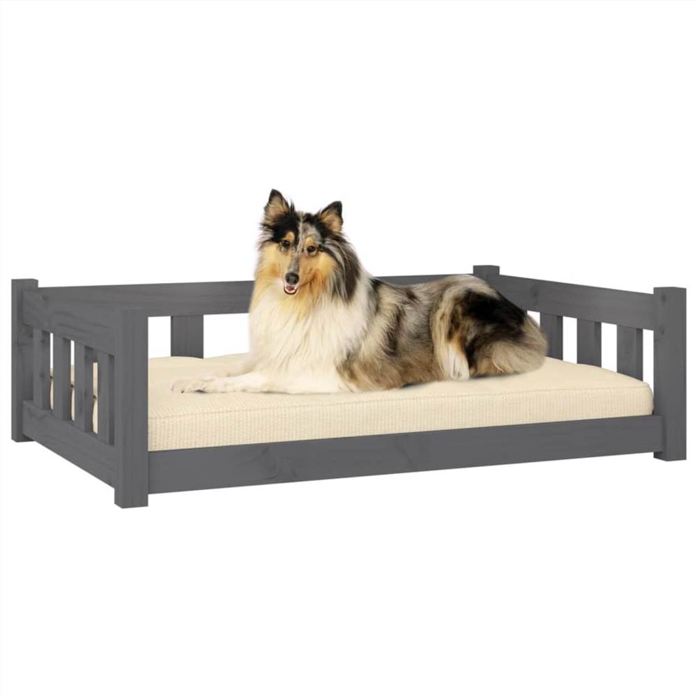 Dog Bed Grey 95.5x65.5x28 cm Solid Wood Pine