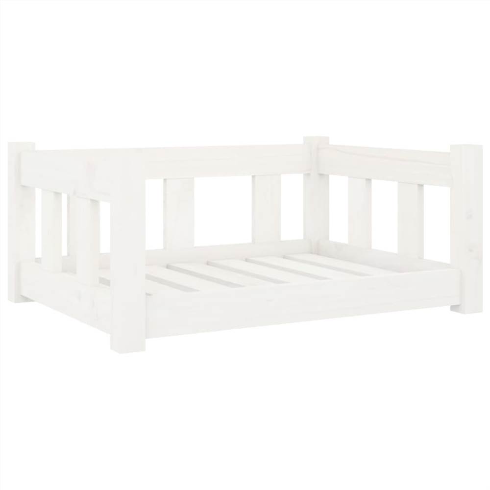 Dog Bed White 65.5x50.5x28 cm Solid Wood Pine