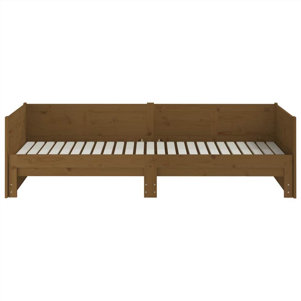 Pull-out Day Bed Honey Brown Solid Wood Pine 2x(90x190) cm