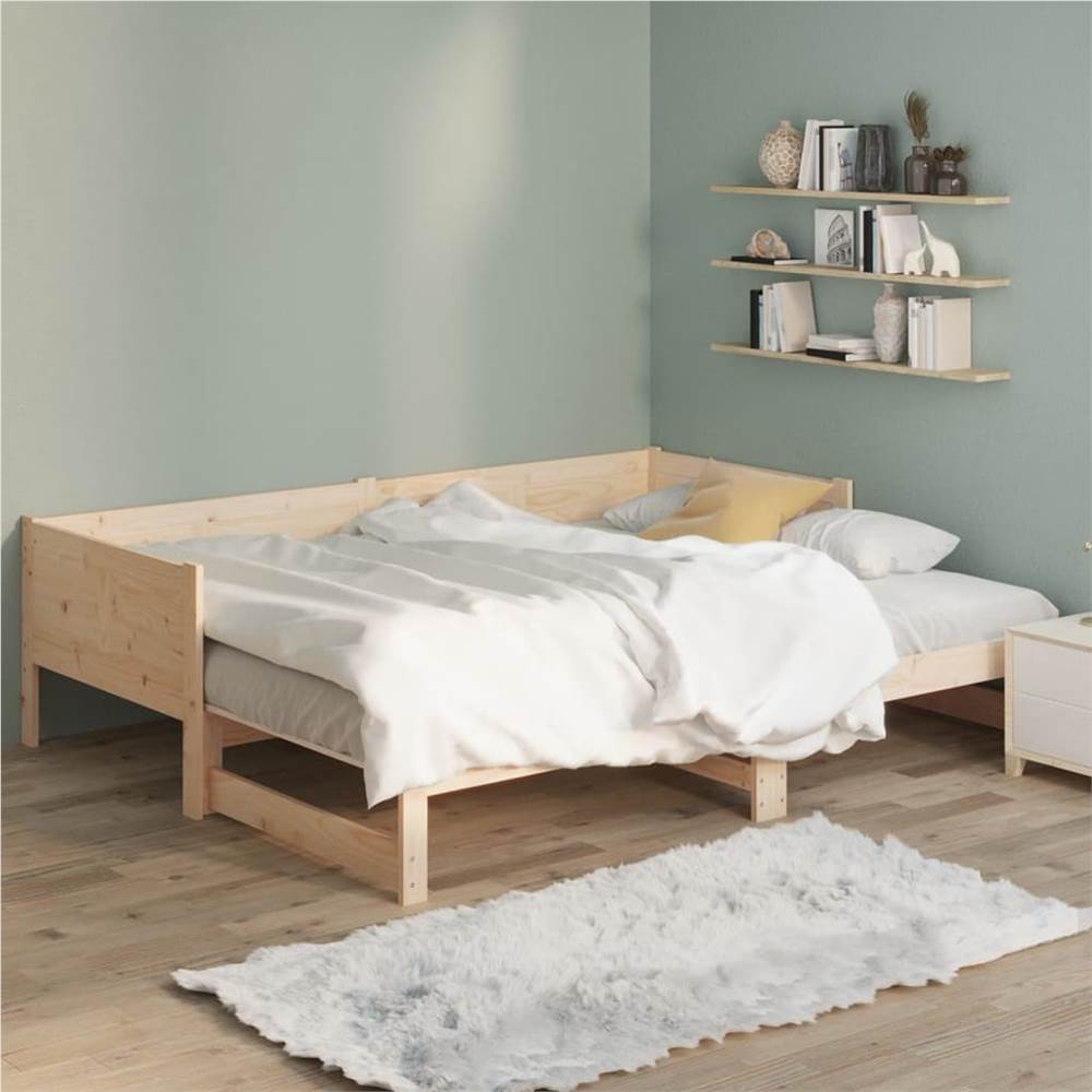 Pull-out Day Bed Solid Wood Pine 2x(90x190) cm
