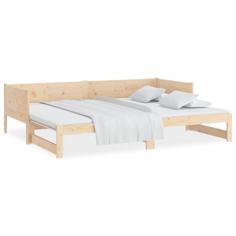 Pull-out Day Bed Solid Wood Pine 2x(90x190) cm