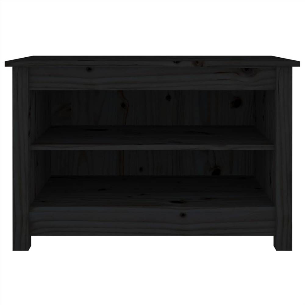 Shoe Bench Black 70x38x45.5 cm Solid Wood Pine