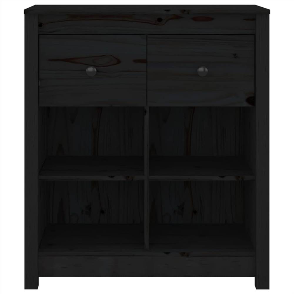 Sideboard Black 70x35x80 cm Solid Wood Pine