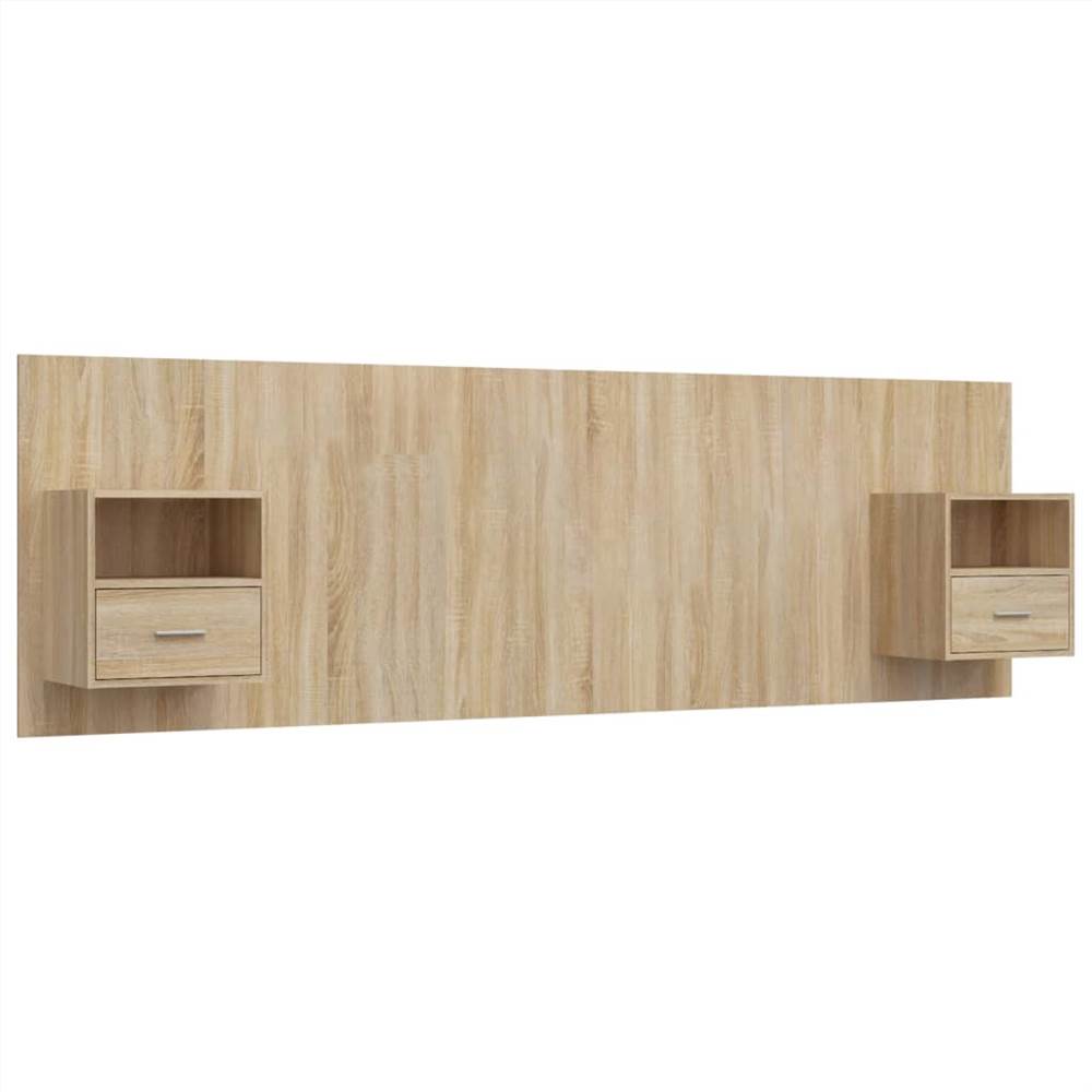 Bed Headboard with Cabinets Sonoma Oak Engineered Wood