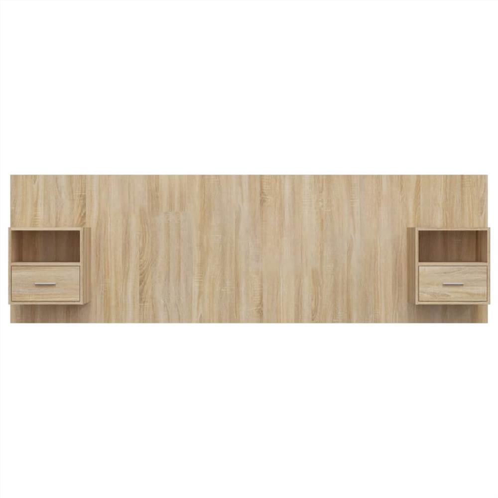 Bed Headboard with Cabinets Sonoma Oak Engineered Wood