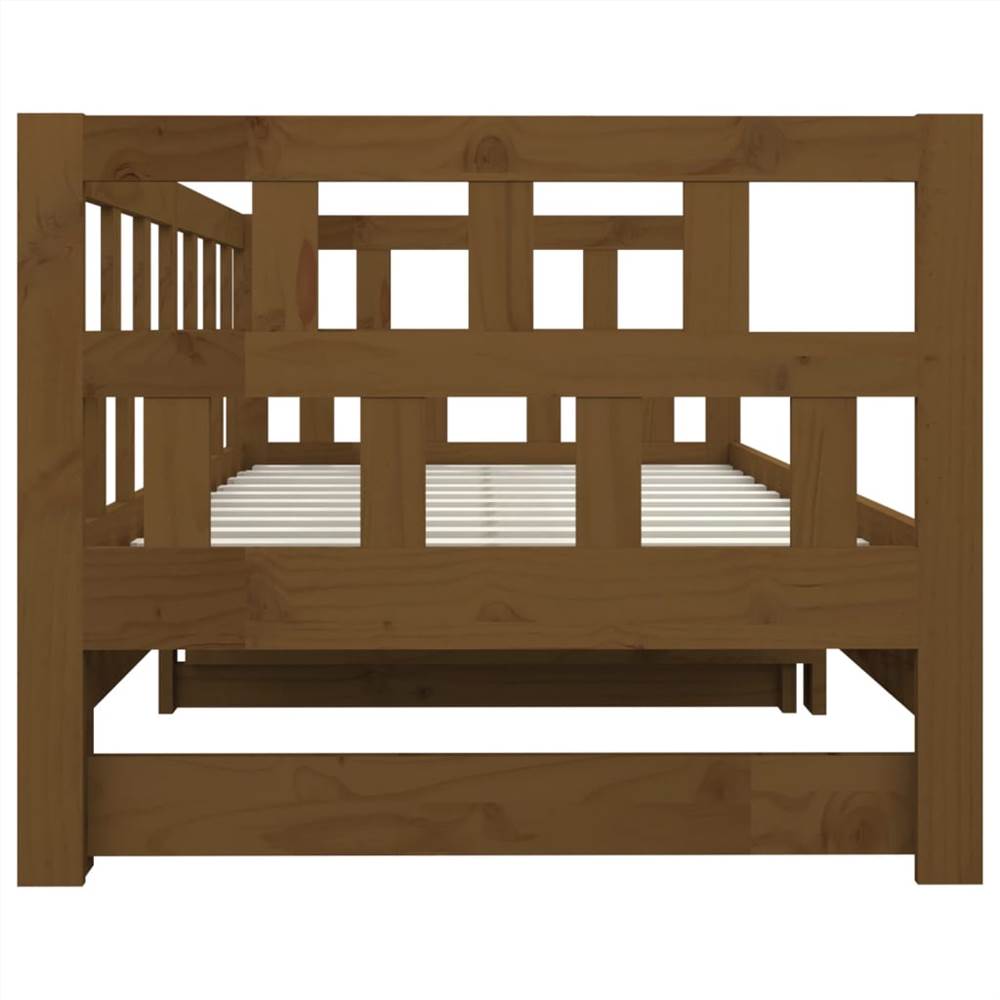 Pull-out Day Bed Honey Brown Solid Wood Pine 2x(90x200) cm