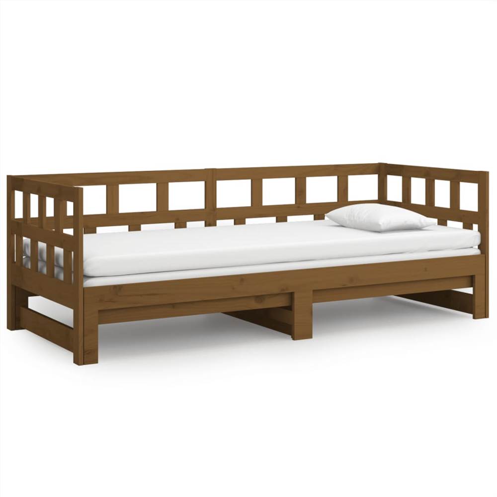 Pull-out Day Bed Honey Brown Solid Wood Pine 2x(90x200) cm
