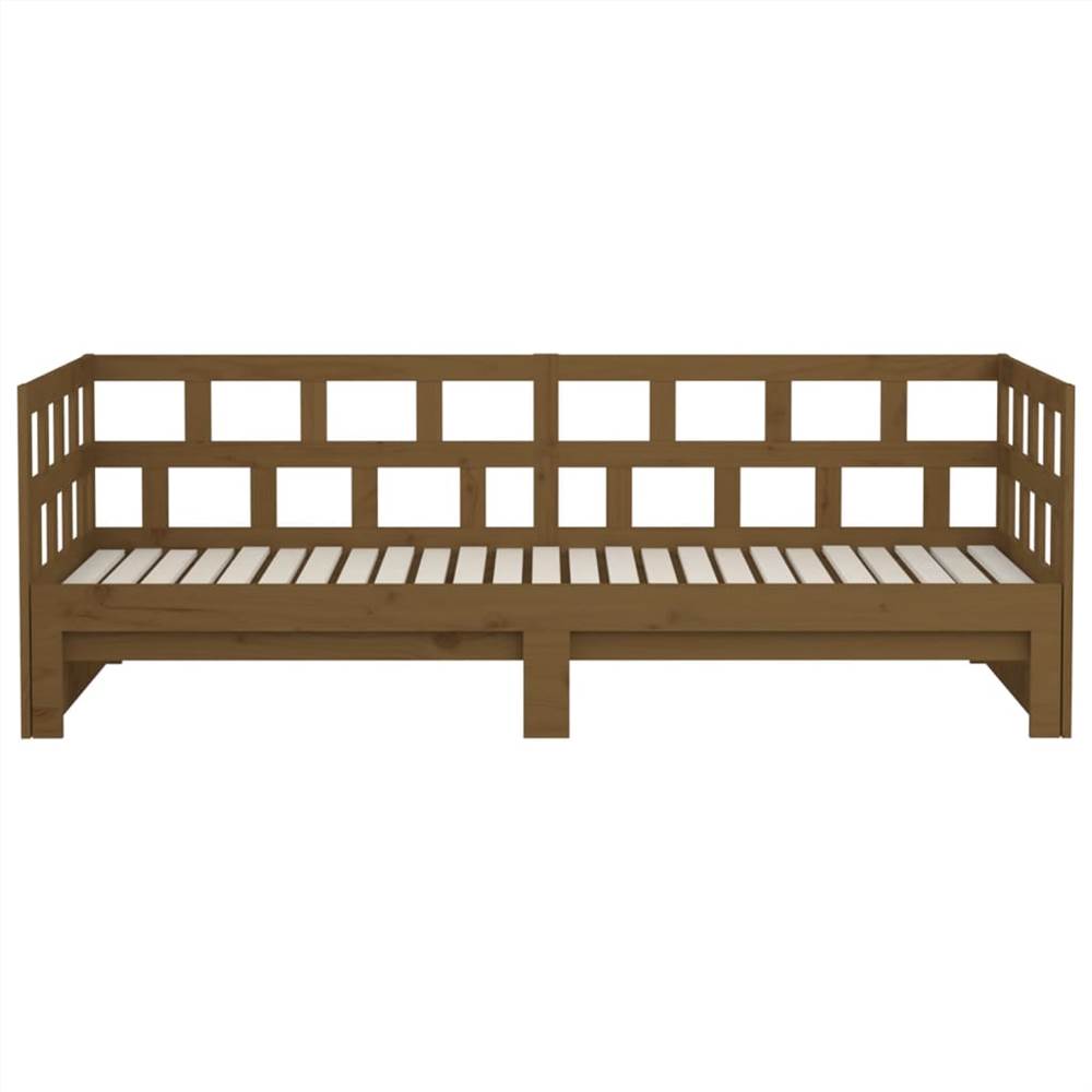 Pull-out Day Bed Honey Brown Solid Wood Pine 2x(90x200) cm