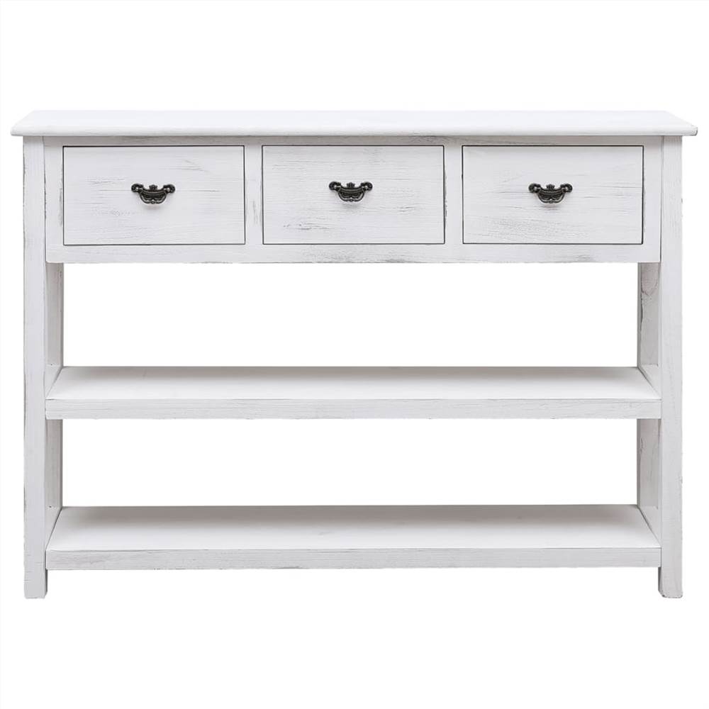 Sideboard Antique White 108x30x76 cm Solid Paulownia Wood