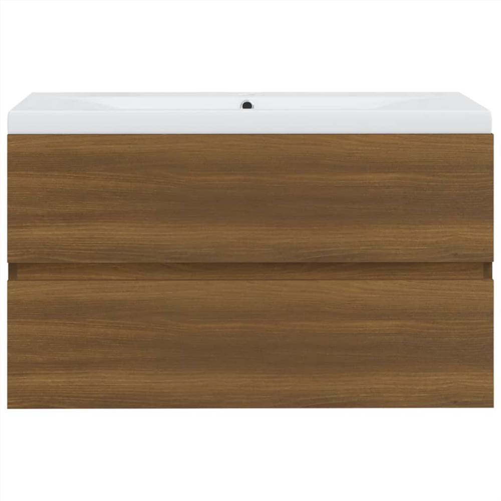 Sink Cabinet with Built-in Basin Brown Oak Engineered Wood