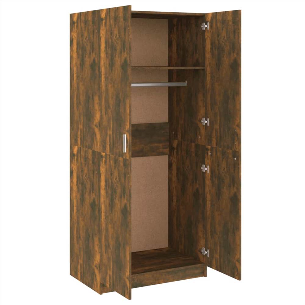 Wardrobe Smoked Oak 80x50x180 cm Engineered Wood