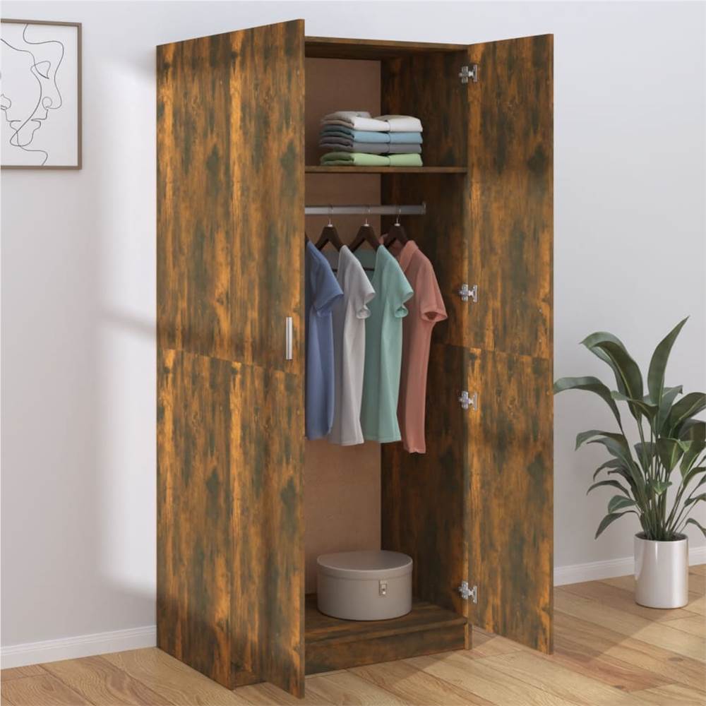 Wardrobe Smoked Oak 80x50x180 cm Engineered Wood