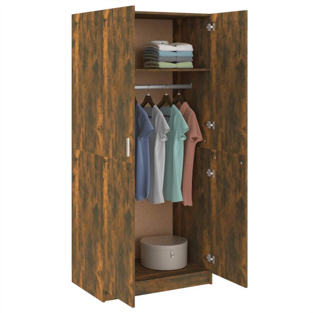 Wardrobe Smoked Oak 80x50x180 cm Engineered Wood