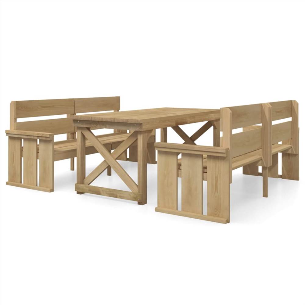 3 Piece Garden Dining Set Impregnated Solid Wood Pine
