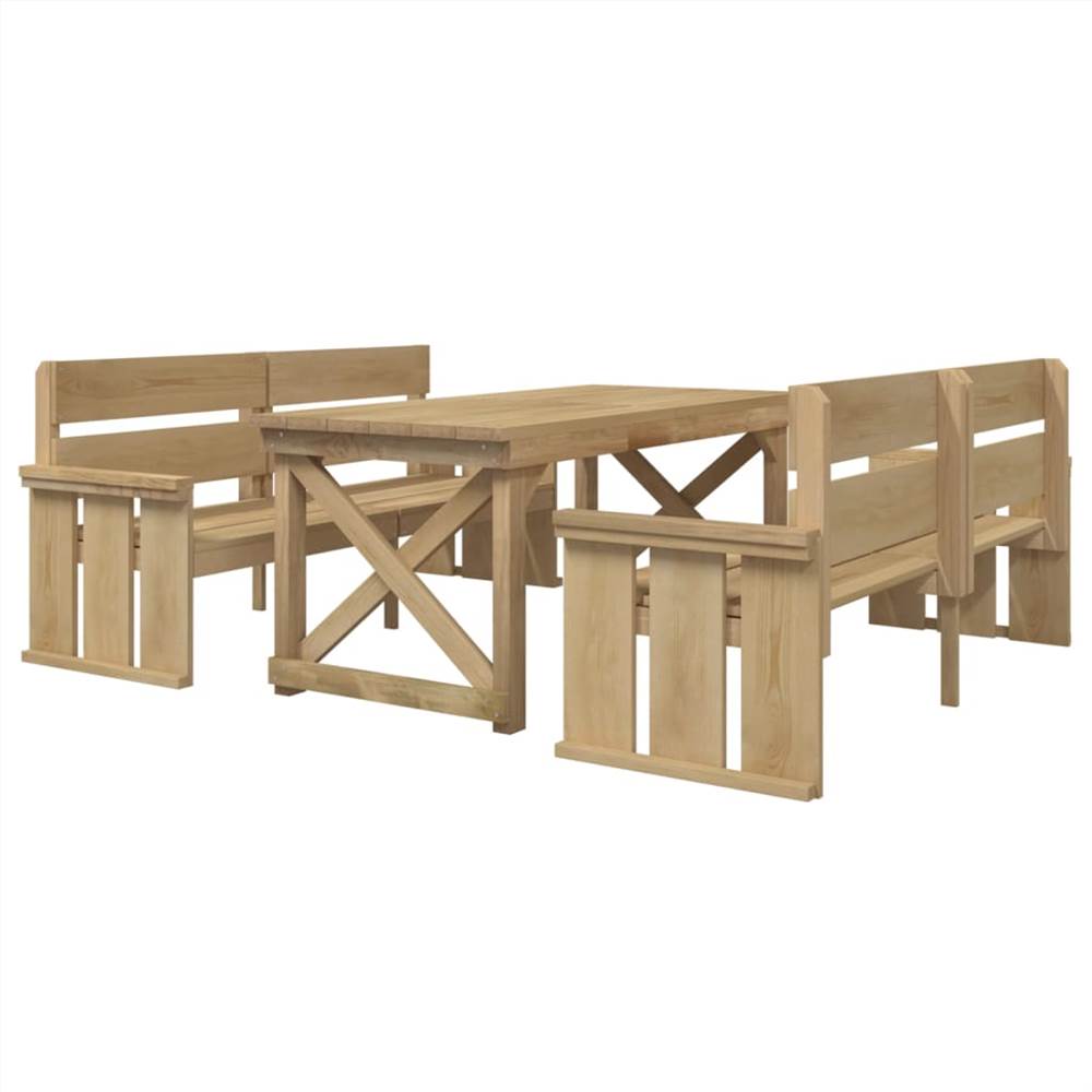 3 Piece Garden Dining Set Impregnated Solid Wood Pine