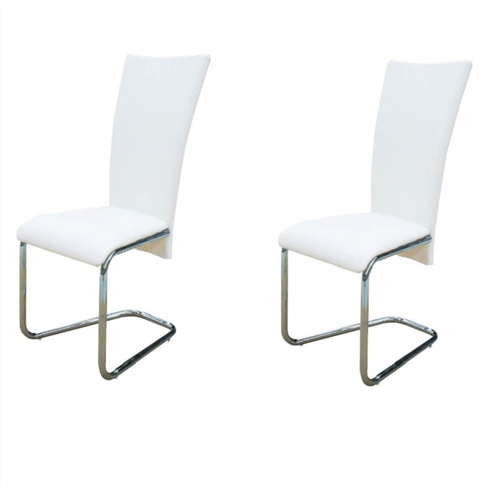 Cantilever Dining Chairs 2 pcs White Faux Leather