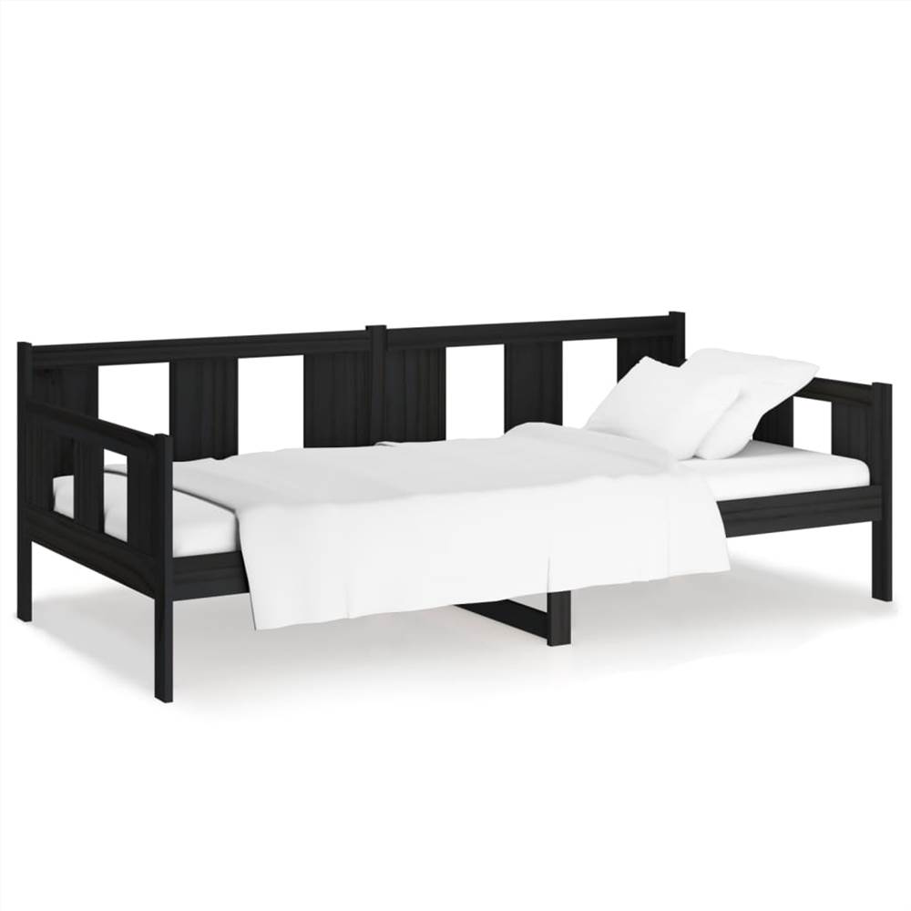 Day Bed Black Solid Wood Pine 80x200 cm