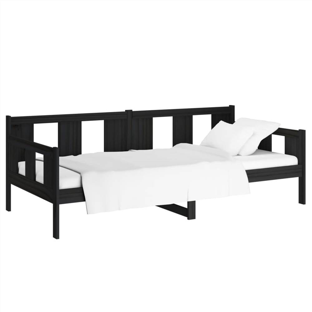 Day Bed Black Solid Wood Pine 80x200 cm