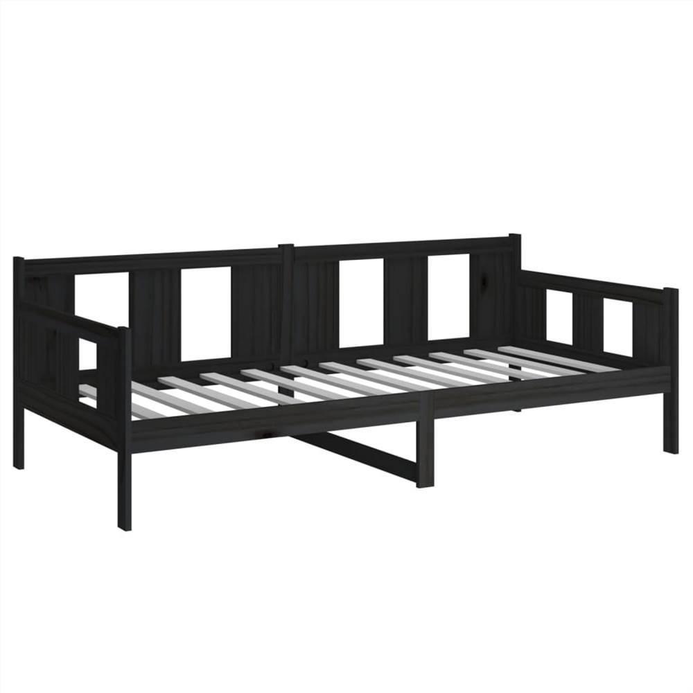 Day Bed Black Solid Wood Pine 80x200 cm