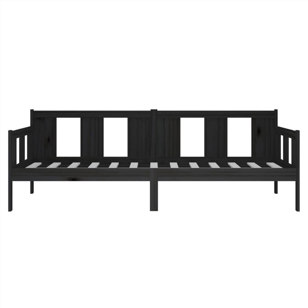 Day Bed Black Solid Wood Pine 80x200 cm