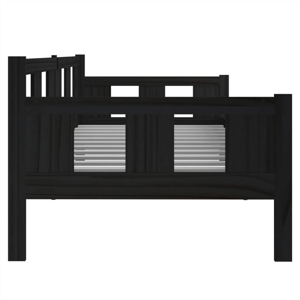 Day Bed Black Solid Wood Pine 80x200 cm