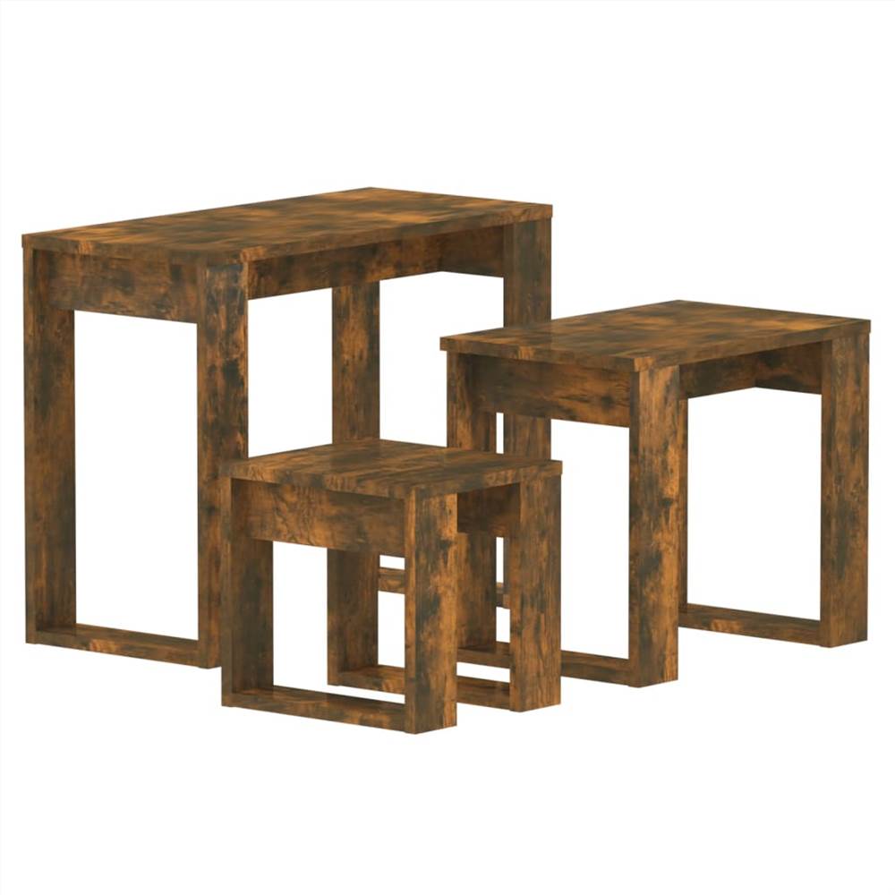 Nesting Tables 3 pcs Smoked Oak Engineered Wood