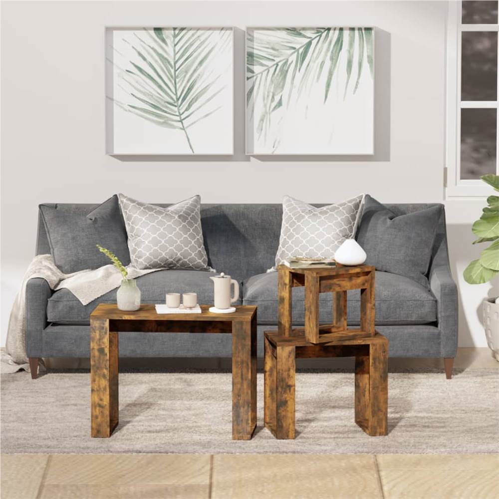 Nesting Tables 3 pcs Smoked Oak Engineered Wood