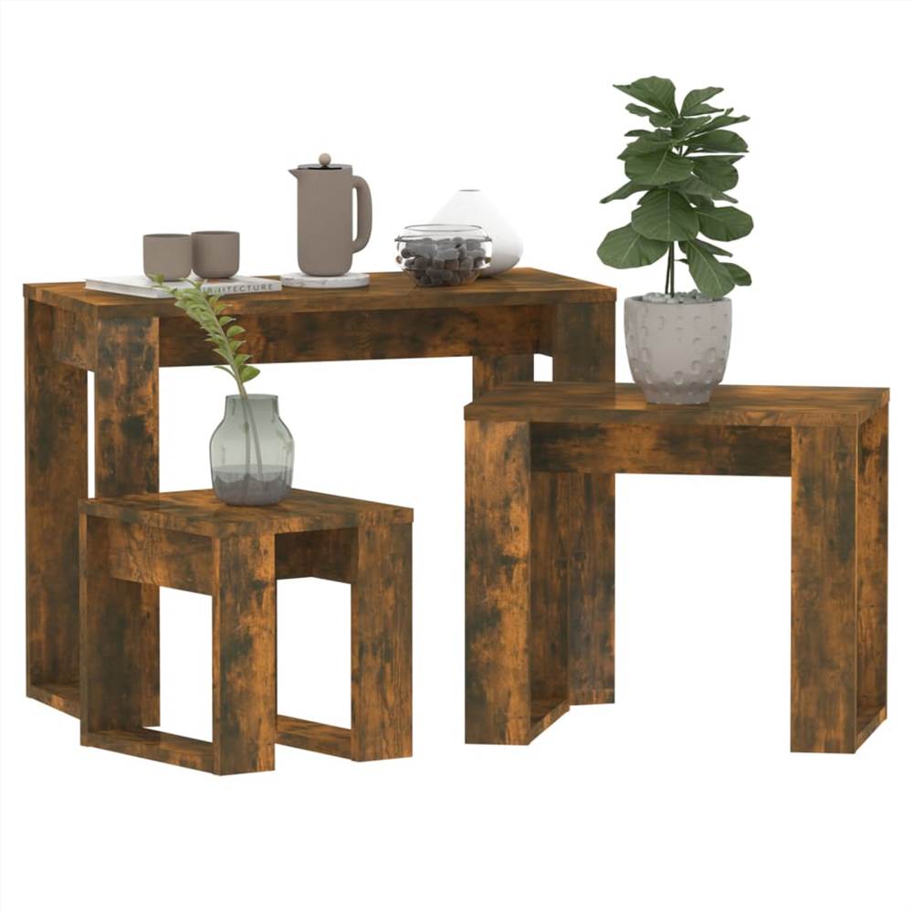 Nesting Tables 3 pcs Smoked Oak Engineered Wood