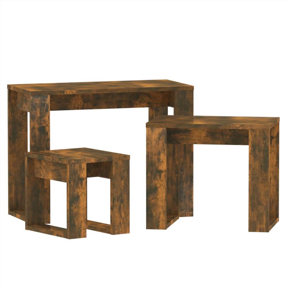 Nesting Tables 3 pcs Smoked Oak Engineered Wood