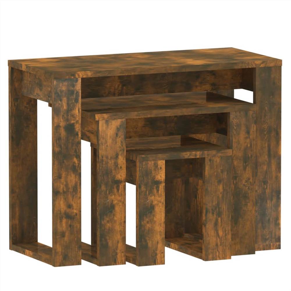 Nesting Tables 3 pcs Smoked Oak Engineered Wood