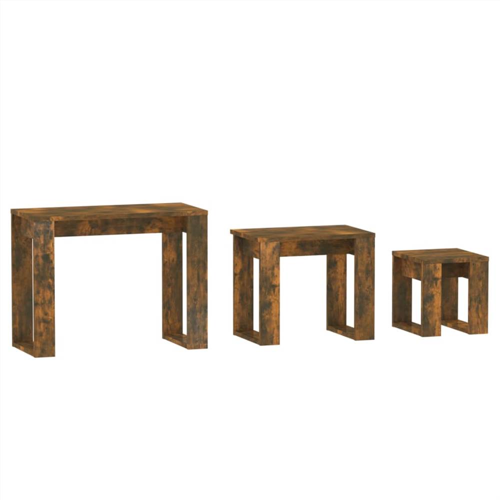 Nesting Tables 3 pcs Smoked Oak Engineered Wood