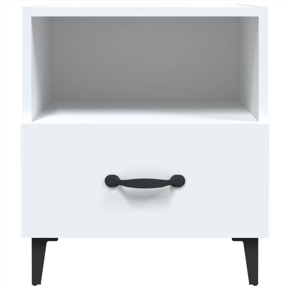 Bedside Cabinet White Engineered Wood