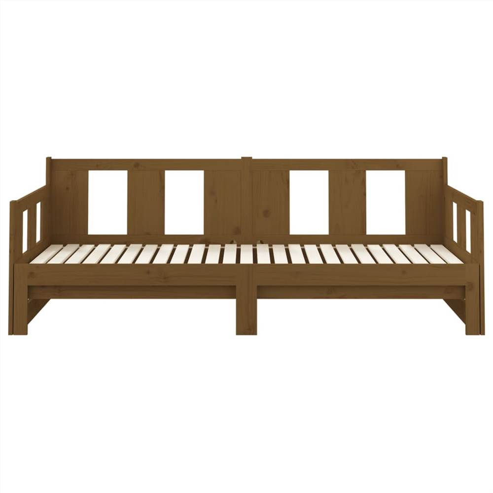 Pull-out Day Bed Honey Brown Solid Wood Pine 2x(90x200) cm
