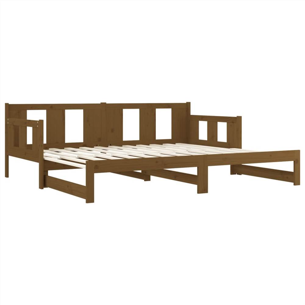 Pull-out Day Bed Honey Brown Solid Wood Pine 2x(90x200) cm