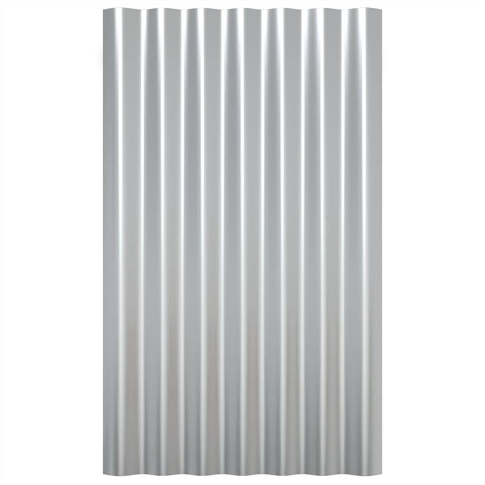 Roof Panels 36 pcs Powder-coated Steel Silver 60x36 cm