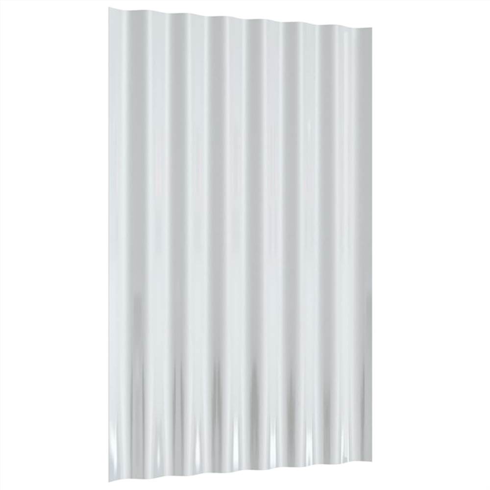 Roof Panels 36 pcs Powder-coated Steel Silver 60x36 cm