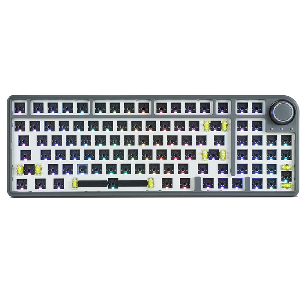 

DUKHARO VN96 RGB Mechanical Gaming Keyboard, 96 Keys 96% DIY Kit Gasket Mount with Knob Control - Grey, Black