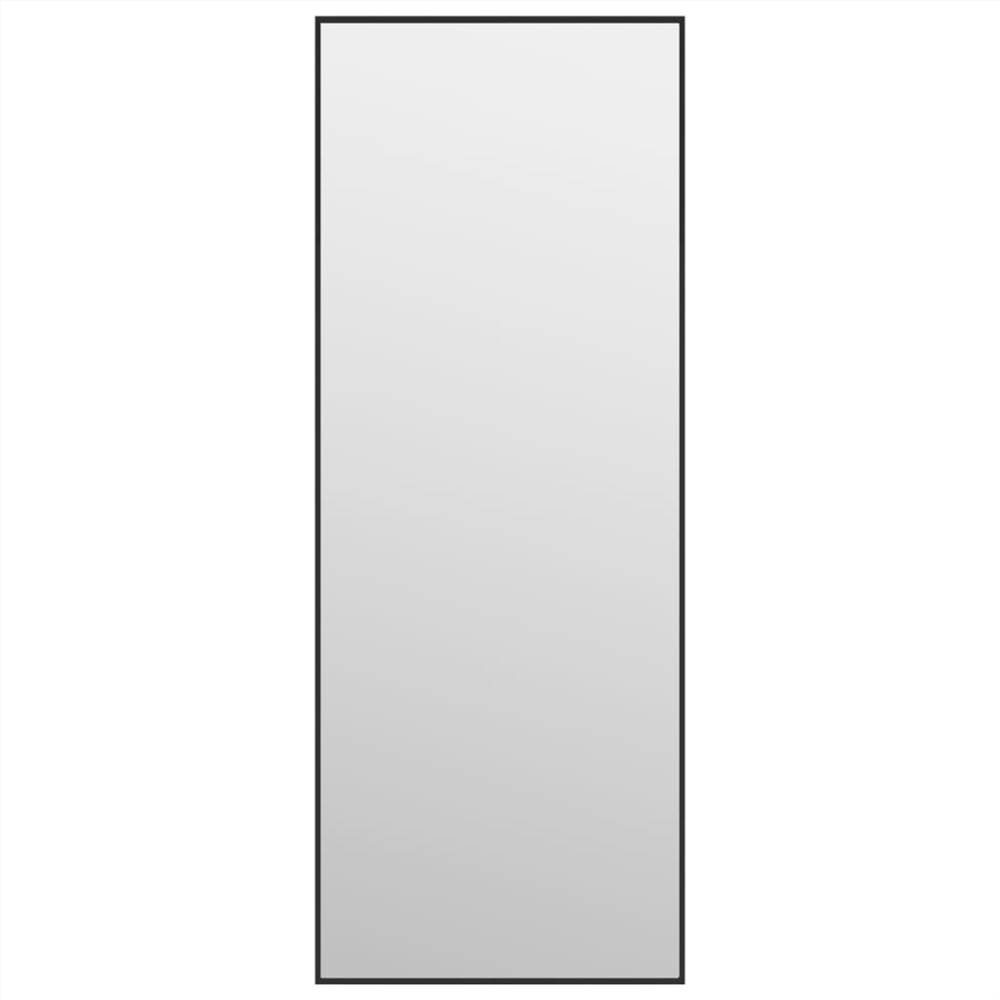 Door Mirror Black 30x80 cm Glass and Aluminium