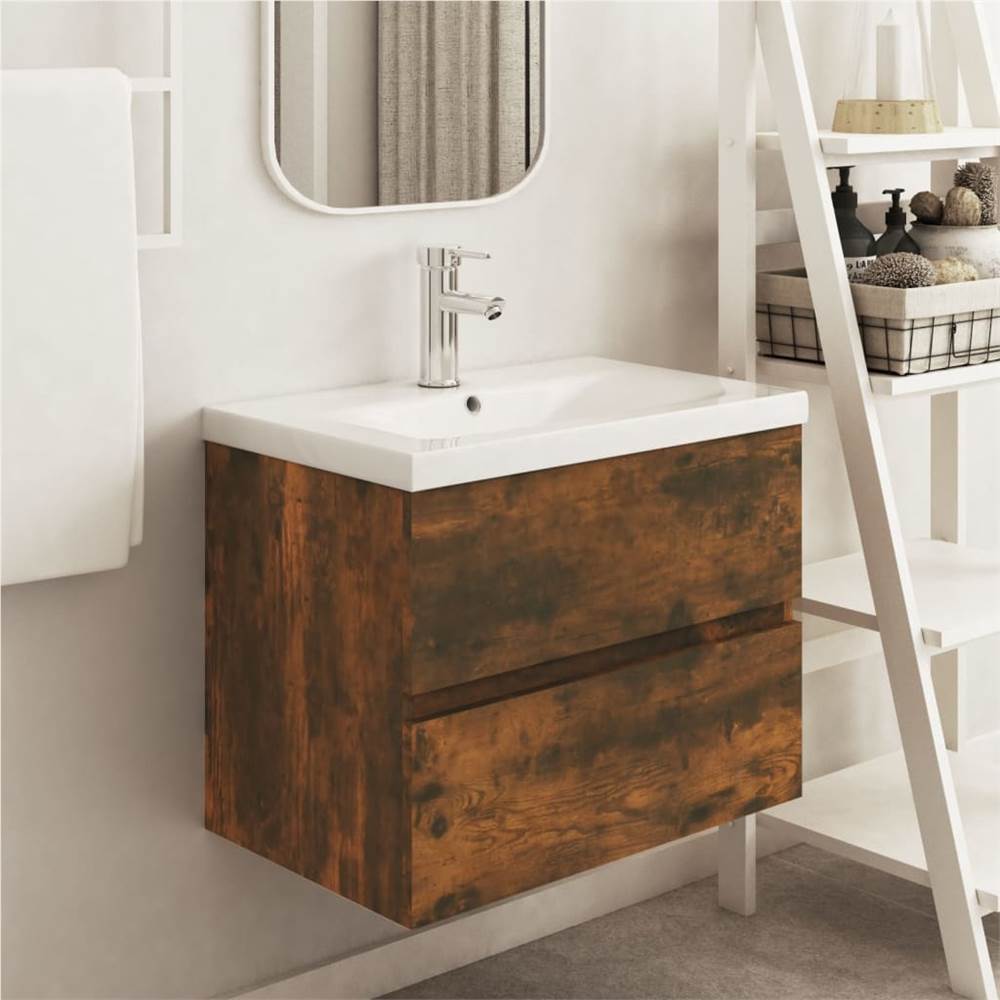 

Sink Cabinet Smoked Oak 60x38.5x45 cm Engineered Wood