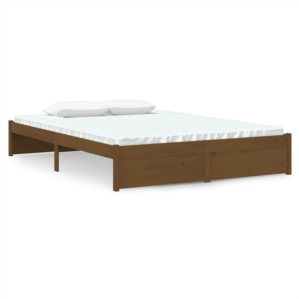 Bed Frame Honey Brown Solid Wood 140x190 cm