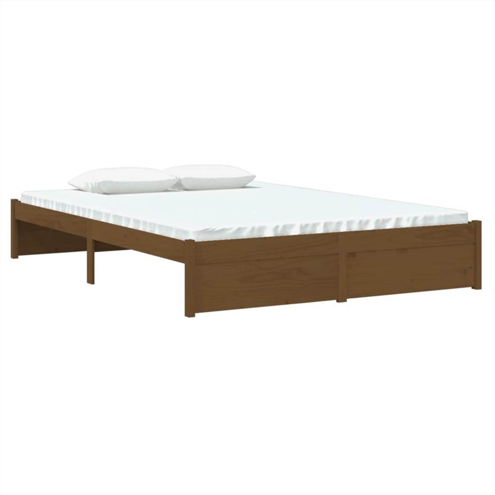 Bed Frame Honey Brown Solid Wood 140x190 cm