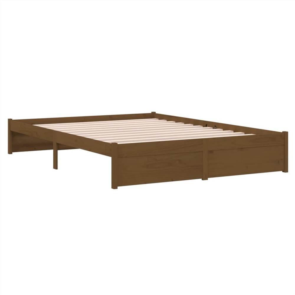 Bed Frame Honey Brown Solid Wood 140x190 cm