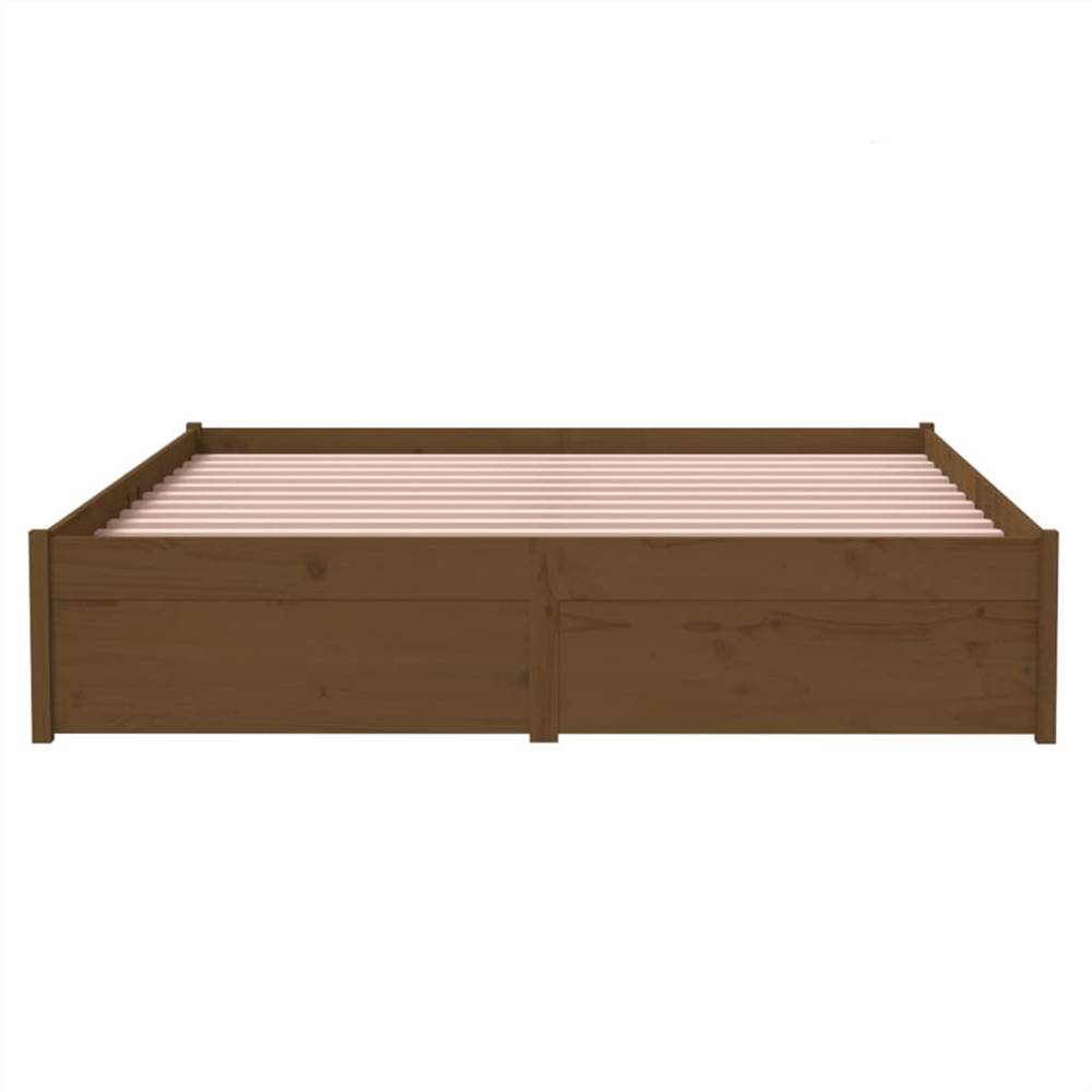 Bed Frame Honey Brown Solid Wood 140x190 cm