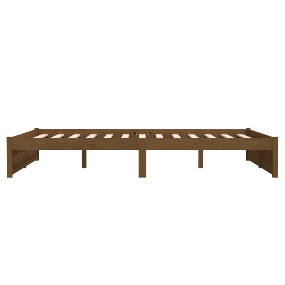 Bed Frame Honey Brown Solid Wood 140x190 cm