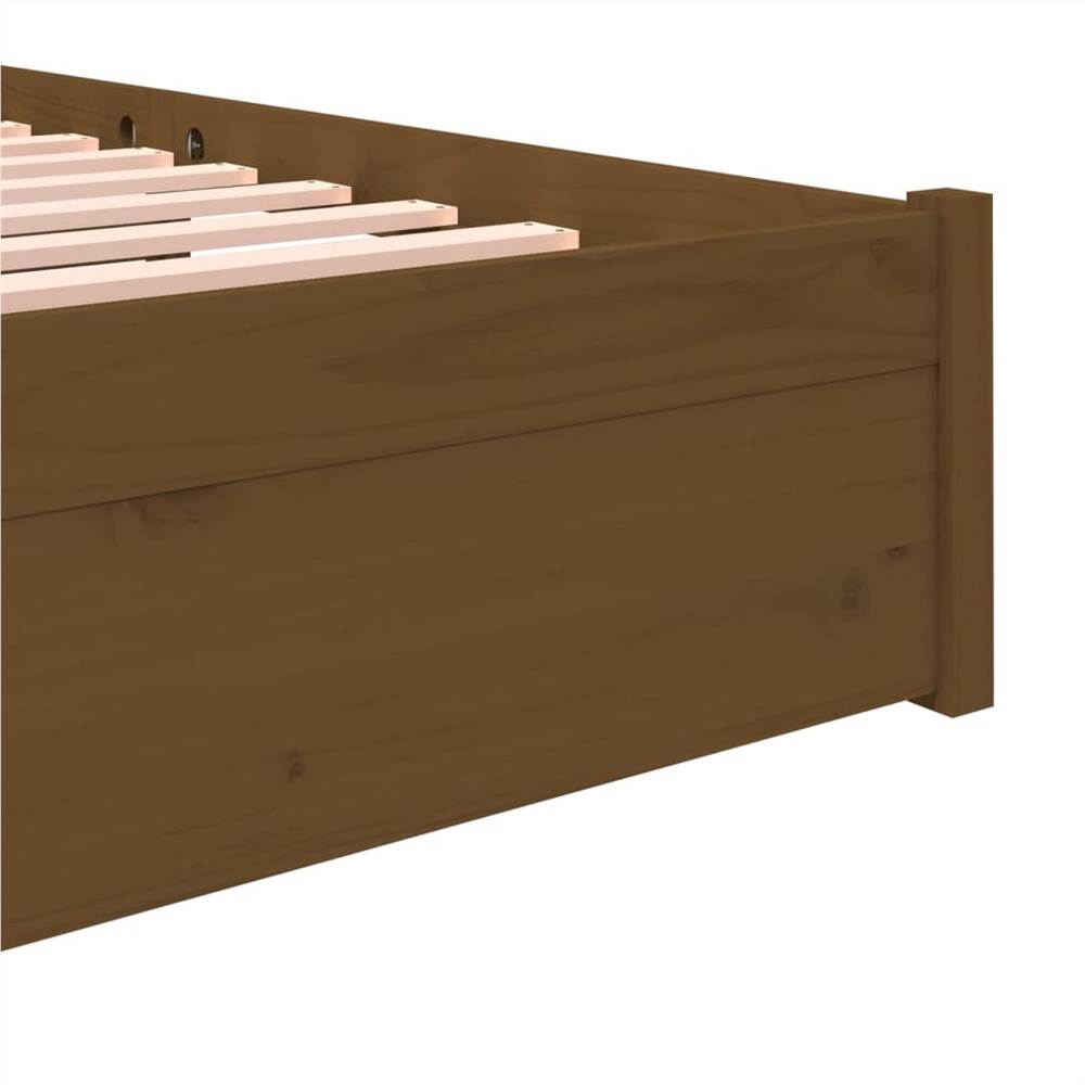 Bed Frame Honey Brown Solid Wood 140x190 cm
