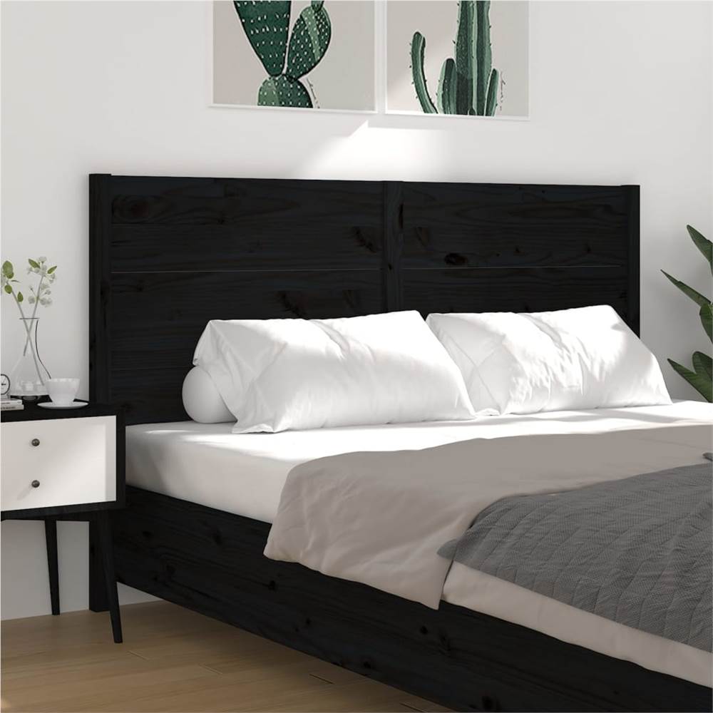 Headboard Black 146x4x100 cm Solid Wood Pine