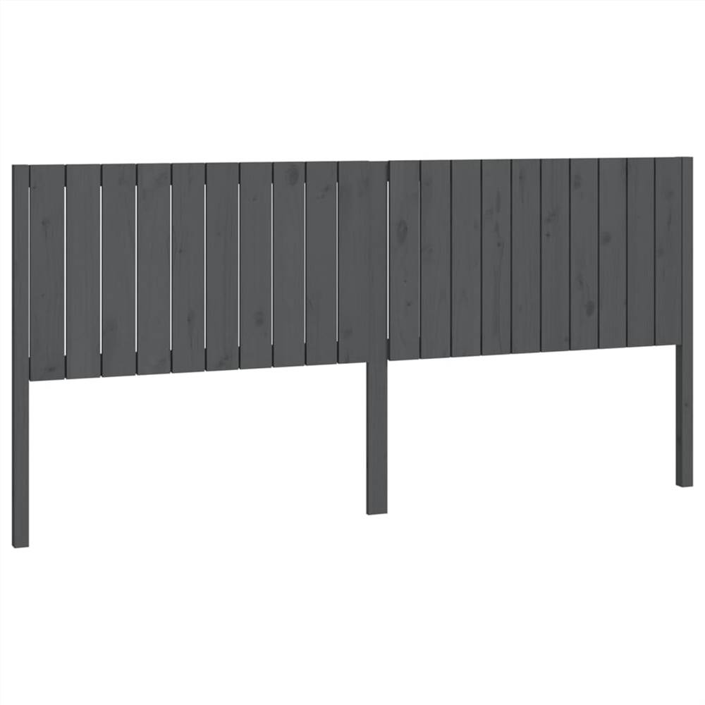 Bed Headboard Grey 205.5x4x100 cm Solid Wood Pine